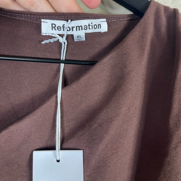 Reformation Amiah Knit One Shoulder Maxi Dress in Cafe Size XL NWT - Picture 3 of 11